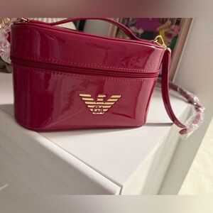 Emporio Armani Glossy Berry Patent Crossbody Bag